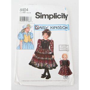 SIMPLICITY 8404 Daisy Kingdom Girls & Dolls Heirloom Dress UNCUT Size 5 6 7 8